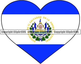 El Salvador hartvormige vlag Salvadoraanse Midden-Amerika land wereld nationale natie liefde ontwerp logo SVG PNG vector clipart knippen snijden