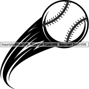 Puede incluir: Una ilustración en blanco y negro de una pelota de béisbol volando por el aire. La pelota de béisbol tiene costuras blancas.