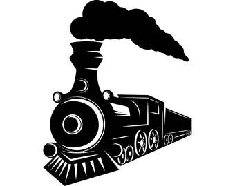 Steam Engine #7 Train Locomotive Vintage Railroad Railway Track Coal Transportation Logo .SVG .EPS .PNG Clipart Vector Cricut Cut Cutting