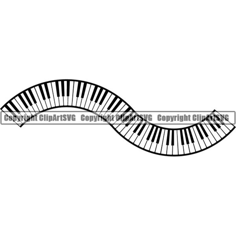 Piano Keys Wavy Line Frame Border Music Note Symbol Treble Clef Sheet Musical Sound Design Element Design Logo SVG PNG Vector Clipart Cut image 1
