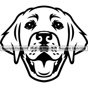 Labrador Dog Breed Happy Smiling Face Head Puppy Animal Pet Artwork Golden Retriever Lab Hunting Logo PNG SVG Clipart Vector Cut Cutting