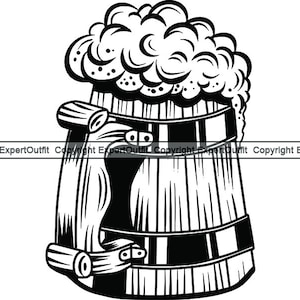 Beer Stein #1 Wooden Mug Bar Suds Foam Tavern Pub Bartender Drink Alcohol Liquor Ale Cold Logo .SVG .PNG Clipart Vector Cricut Cut Cutting
