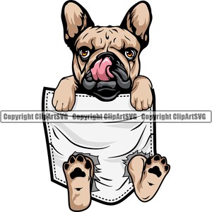 Camisa de raça de cachorro buldogue francês bolso bonito pata filhote de cachorro animal de estimação K-9 arte design elemento logotipo SVG PNG JPG clipart vetor cricut corte arquivo de corte