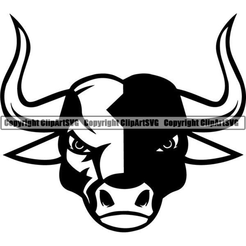Bull 8d Mascot Steer Cowboy Western Head Face Animal Cartoon Etsy