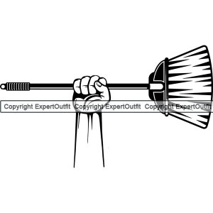 Hand Holding Broom Maid Housemaid Clean Cleaner Cleaning Lady Broomstick Sweep Sweeping Mop Design Logo SVG PNG Vector Clipart Cut Cutting