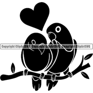 Amor pájaros pareja romance primer 1er beso lindo corazón silueta imprimible foto marco pared arte tarjeta SVG PNG vector Cricut corte corte