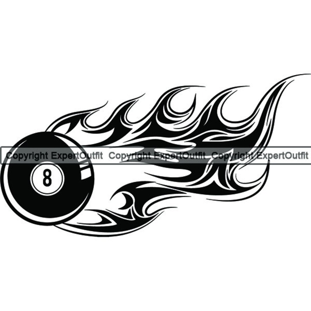 Billiards 8-ball Motion Hot Fire Flames Player Pool Hall Shark ...