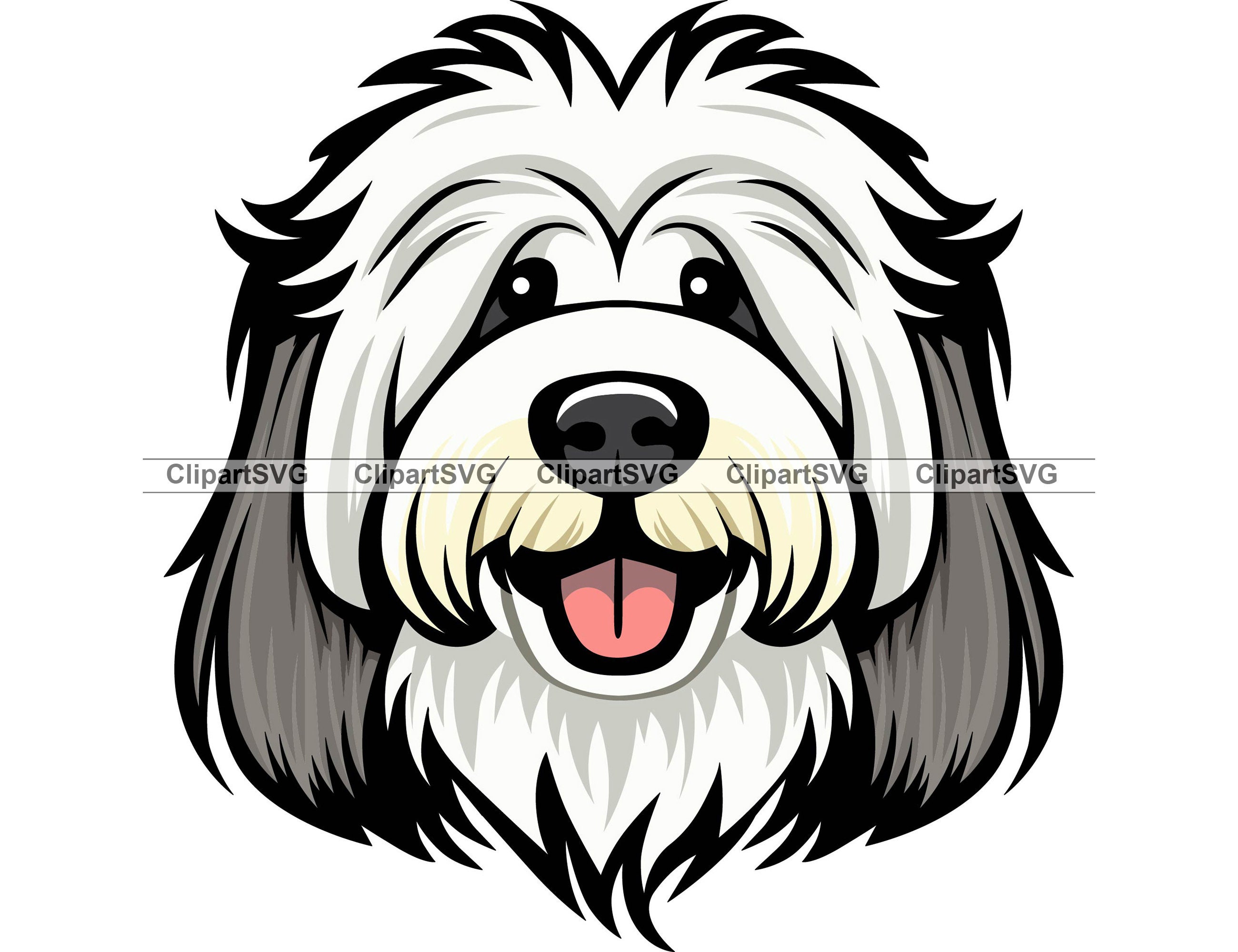 Old English Sheepdog Dog SVG File Cricut Download Dog Face 