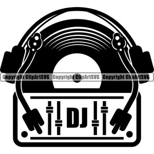 Musik Plattenspieler Plattenspieler Mixer DJ Disc Jockey Scratchen Album Vinyl Club Stereo Sound Design Art Logo SVG PNG Vektor Clipart geschnitten Datei