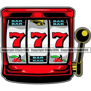 Jackpot Slot Machine Lucky 777 Casino Bet Money Chip Win Risk Play Win Winner Sign Vegas Spin Game Design Logo SVG PNG Vector Clipart Cut