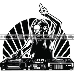 DJ Deejay #7 Plattenspieler Plattenspieler Mixer Disc Jockey Rave Night Club Album Vinyl Musik Party Equipment .SVG .PNG Vektor Cricut Cut Cutting