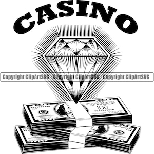 Casino apuesta dinero chip suerte ganar riesgo jugar poker máquina tragamonedas dados Diamond Vegas mesa juego de cartas diseño arte logotipo SVG PNG vector clipart corte