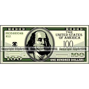 100 Hundert-Dollar-Schein Papiergeld Bargeld Rich Dead Präsident Banknote Usd Reichtum Ad Zeichen Art Design Element Logo SVG PNG Clipart Vektor Cut