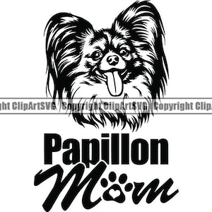 Papillon #11 Mamá Amor Sonriente Perro Raza Pedigrí Canino Pura Raza Mascota Chino Crestado Animal Logo .SVG .PNG Clipart Vector Cricut Corte Corte
