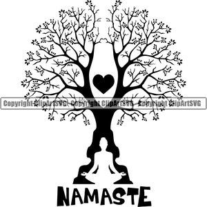 Liefde Boom Namaste Hart Bloem Natuur Tuin Bloemen Plant Groeien Pedaal Bloom Yoga Budda Gezondheid Design Logo SVG PNG Vector Clipart Knippen