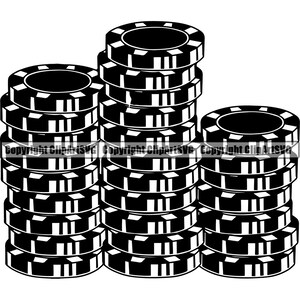 Casino Chip Stack Scommessa Soldi Fortuna Vincere Rischio Giocare a Poker Slot Machine Craps Roulette Vegas Tavolo Gioco Design Art Logo SVG PNG Vector Clipart Cut