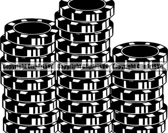 Kasinochipstapel Satsa Pengar Tur Vinn Risk Spela Poker Spelautomat Craps Roulette Vegas Bordspel Design Konst Logotyp SVG PNG Vektor Clipart Klipp ut