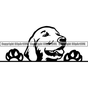 Golden Retriever #16 gluren glimlachend hondenras dier huisdier puppy poten Labrador stamboom logo. SVG. PNG clipart vector Cricut knippen snijden