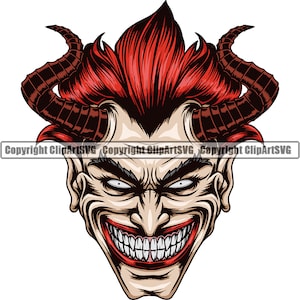 Chifre de palhaço assustador diabo satanás mal circo legal morte matar assassino tatuagem medo rosto assustado cabeça horror arte logotipo svg png clipart arquivo cortado