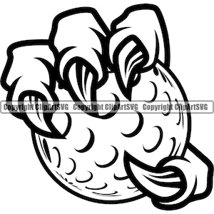 Animal Claw Hold Holding Golf Ball Golfer Club Sport Course Cart Car Ball Green Game Emblem Art Design Art Logo SVG PNG Vector Clipart Cut