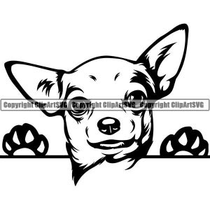 Chihuahua #11 Peeking Dog Puppy Breed K-9 Animal Pet Hound Lap Teacup Mexican Design Logo .SVG .EPS .PNG Clipart Vector Cricut Cut Cutting