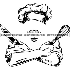 Chef cocinar comida hornear panadero hornear cocina parrilla parrilla barbacoa carne filete barbacoa carnicero diseño logotipo SVG PNG Clipart Vector Cut File