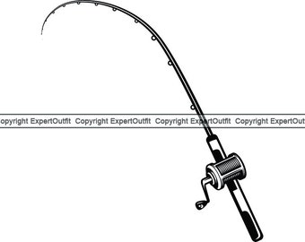 baitcaster rod drawing Fish Fishing Catch Catching Cast Casting Reel Rod Pole Fly Stick Line  String Cord Roll Sports .SVG .PNG Clipart Vector Cricut Cut Cutting