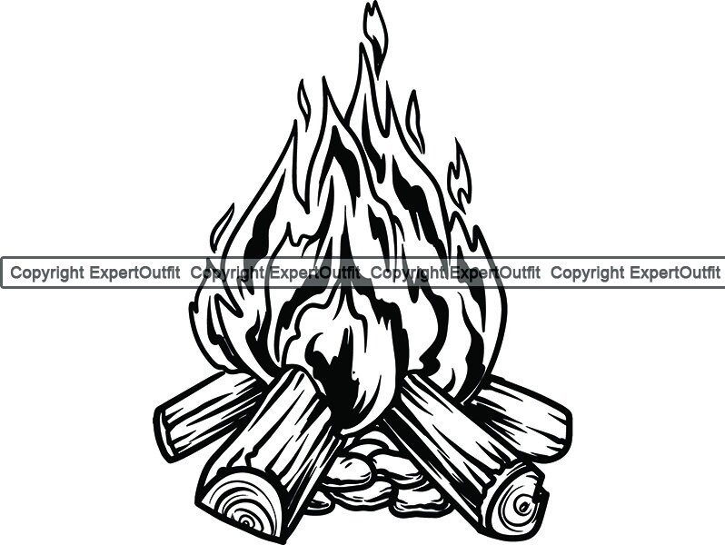 Camp Fire 2 Campfire Wood Flame Bonfire Firewood Camping Etsy