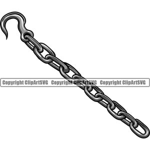 May include: A silver chain with a hook at one end. The chain is made of interlocking metal links.