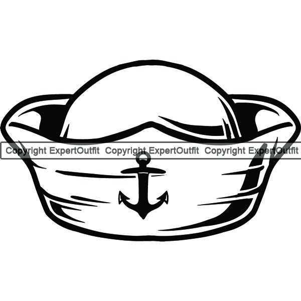 Sailor Hat #5 Naval Ship Boat Cap Uniform Clothes Outfit Nautical Sailing Fishing Boating Logo .SVG .PNG Clipart Vector Cricut Cut Cutting