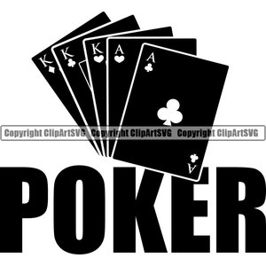 Poker Hand Playing Card Full House Ace King Casino Scommessa Soldi Chip Gioco Vinci Gioca Silhouette Testo Parola Design Logo SVG PNG Vector Clipart Cut
