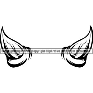 May include: A pair of black, stylised horns with a pointed tip and a curved shape.