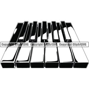 May include: Black and white illustration of a piano keyboard. The keys are arranged in a staggered pattern, with the black keys being smaller than the white keys.