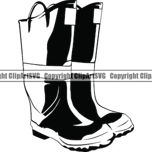 May include: A pair of black rubber boots with a fold-over top and a textured sole.