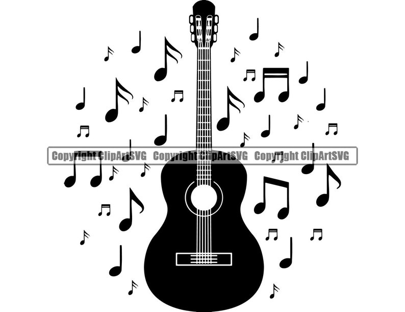 Music Notes Acoustic Guitar Alternative Rock Music Musical Etsy