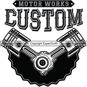 Custom Engine Mechanic Racing Race Car Auto Automotive Chrome Piston Car Service Repair Shop Garage Logo.SVG .PNG Clipart Vector Cut Cutting