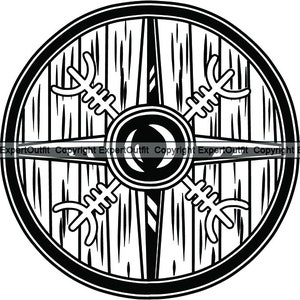 Vikingsköld #2 Trä Trä Metall Rustning Stridsvapen Norge Segling Forntida Krigare Barbar .SVG .PNG Clipart Vektor Cricut Cut Skärning