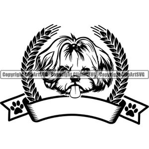 Shih Tzu #20 Happy Dog Race K-9 Toy Group Lap Animal Pet Hound Chiot Pedigree Hound Logo. SVG. PNG vecteur Clipart Cricut coupe coupe fichier