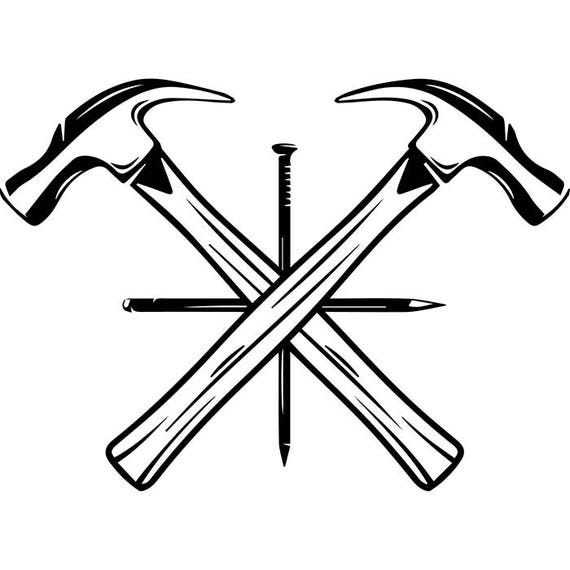 Woodworking Logo 7 Hammer Nail Crossed Carpenter Tool 
