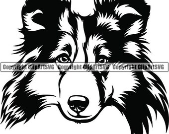 Shetland Sheepdog #25 Leende Sheltie Valp Hundras Stamtavla K-9 Djur Husdjur Rough Collie Logotyp .SVG .PNG Clipart Vektor Cricut Cut Skärning