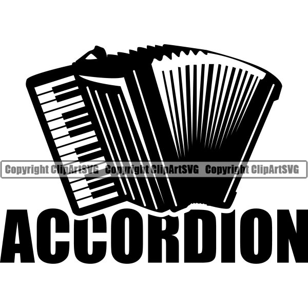 Accordion Squeezebox Music Musical Instrument Classical Concert Orchestra musician Silhouette Design Art Logo SVG PNG Clipart Vector Cutting