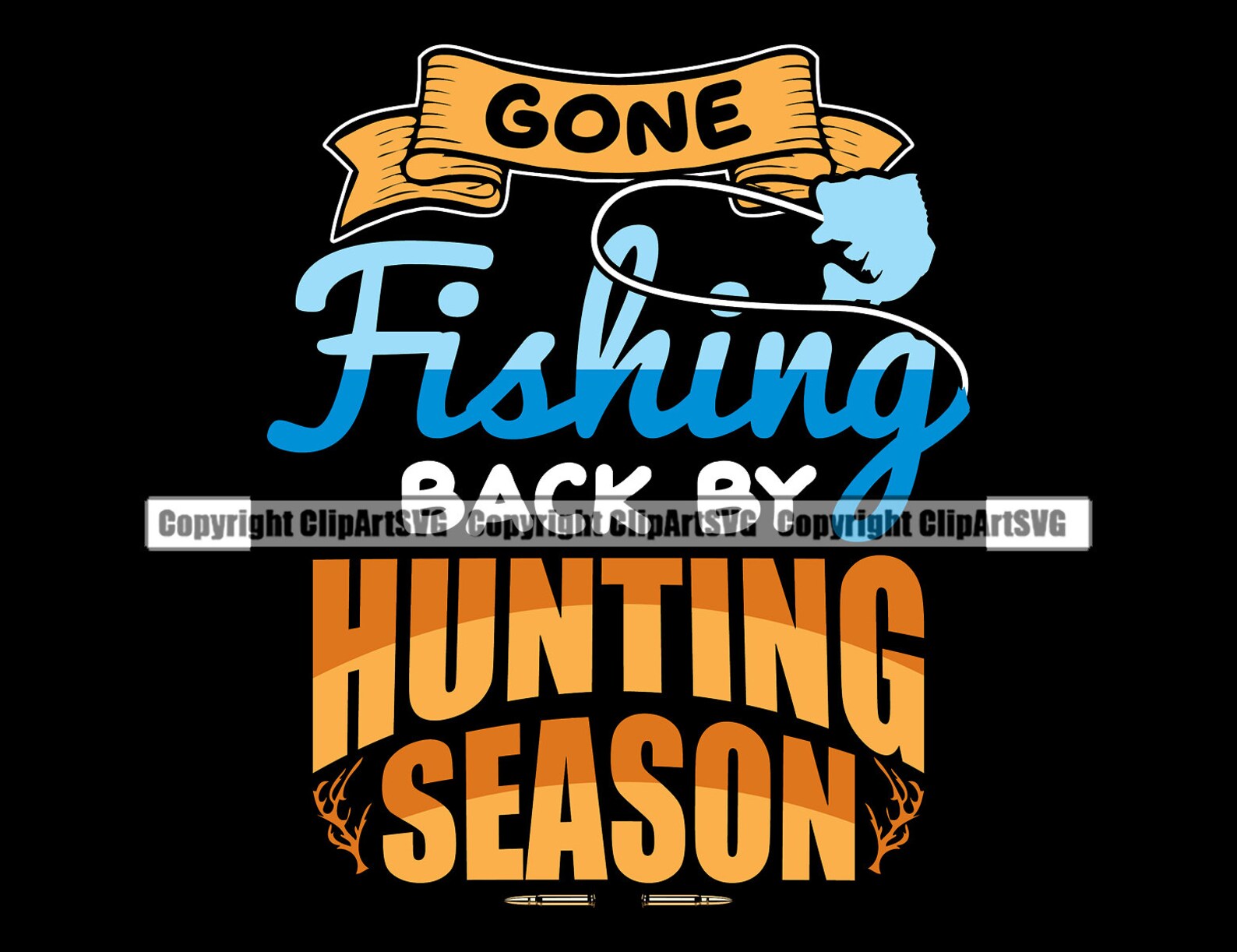 Gone Fishing Back By Hunting Season Fish Hook Bass Pole Bait | Etsy
