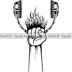 Hand hält Kopfhörer Flammendes Feuer heiße Flammen Musik Sound Dj Stereo Equipment Studio Kopfhörer .SVG .PNG Clipart Vektor Cricut Schnitt Schneiden