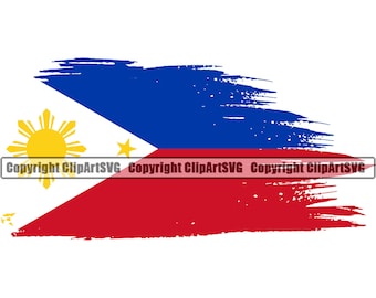 Philippines Filipino Distressed Ripped Torn Flag Asia Asian Country World Nation Design Element Logo JPG PNG Clipart Vector Cut Cutting File