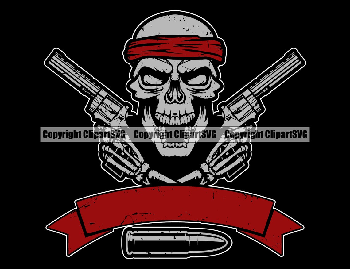 Skull Skeleton Hand Hold Holding Gun Pistol Biker Thug Evil | Etsy
