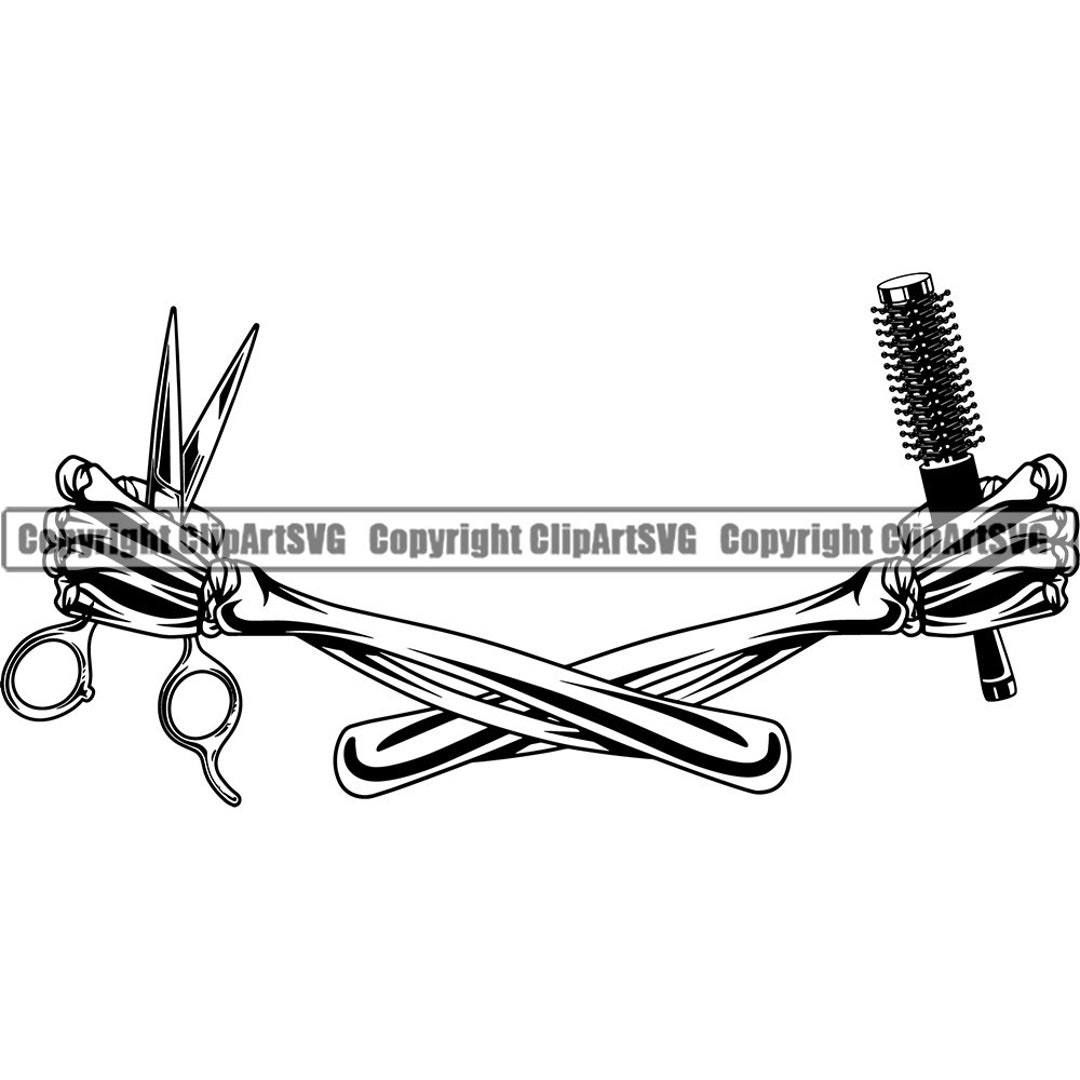 Skeleton Hand Scissors Skeleton Arm Hand Scissors Comb Hairstylist Barber Shop Salon Haircut ...