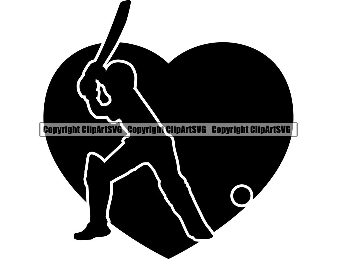 Cricket Heart Love Sports Game Bat Ball Player Gear Equipment | Etsy