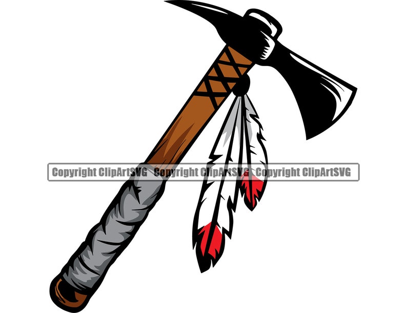 Ethnic Indian Axe Weapon Blade Hatchet Feather Weapon Native American ...