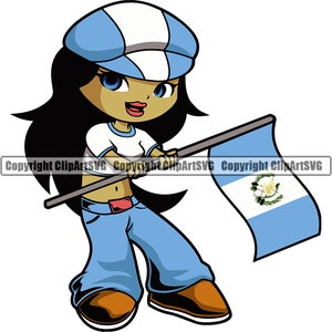 Guatemala Guatemala niedliche kleine Mädchen Flagge Land Welt Nation Karte Zeichen Symbol Design Element Art Logo SVG PNG Clipart Vektor Schneiden Schnitt