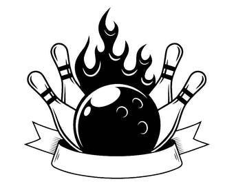 Bowling Logo #15 Ball Pin Sports Bowl Game Bowler Alley Strike Tournament Competition League Logo .SVG .EPS .PNG Clipart Vector Cricut Cut